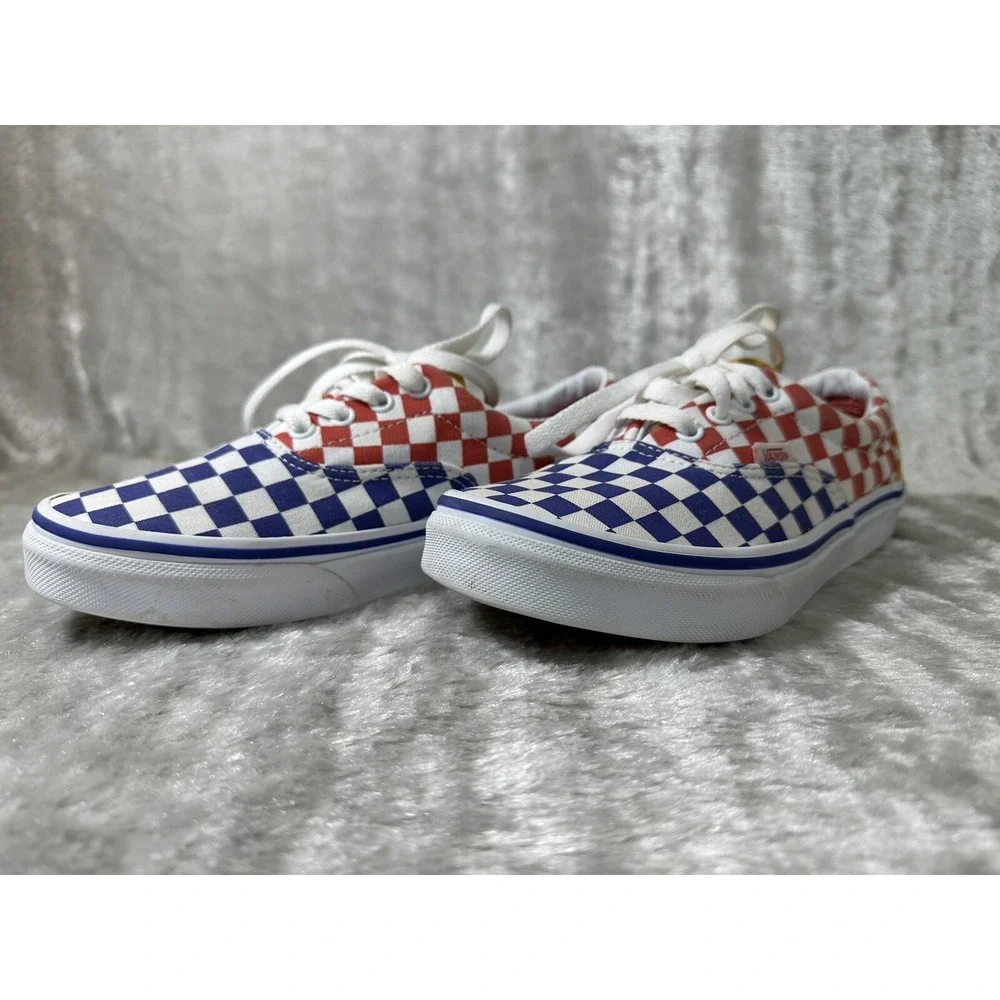 Vans Era Multi Color Checkerboard Red Blue‎ Yellow Sneakers Kids Juniors 4.0